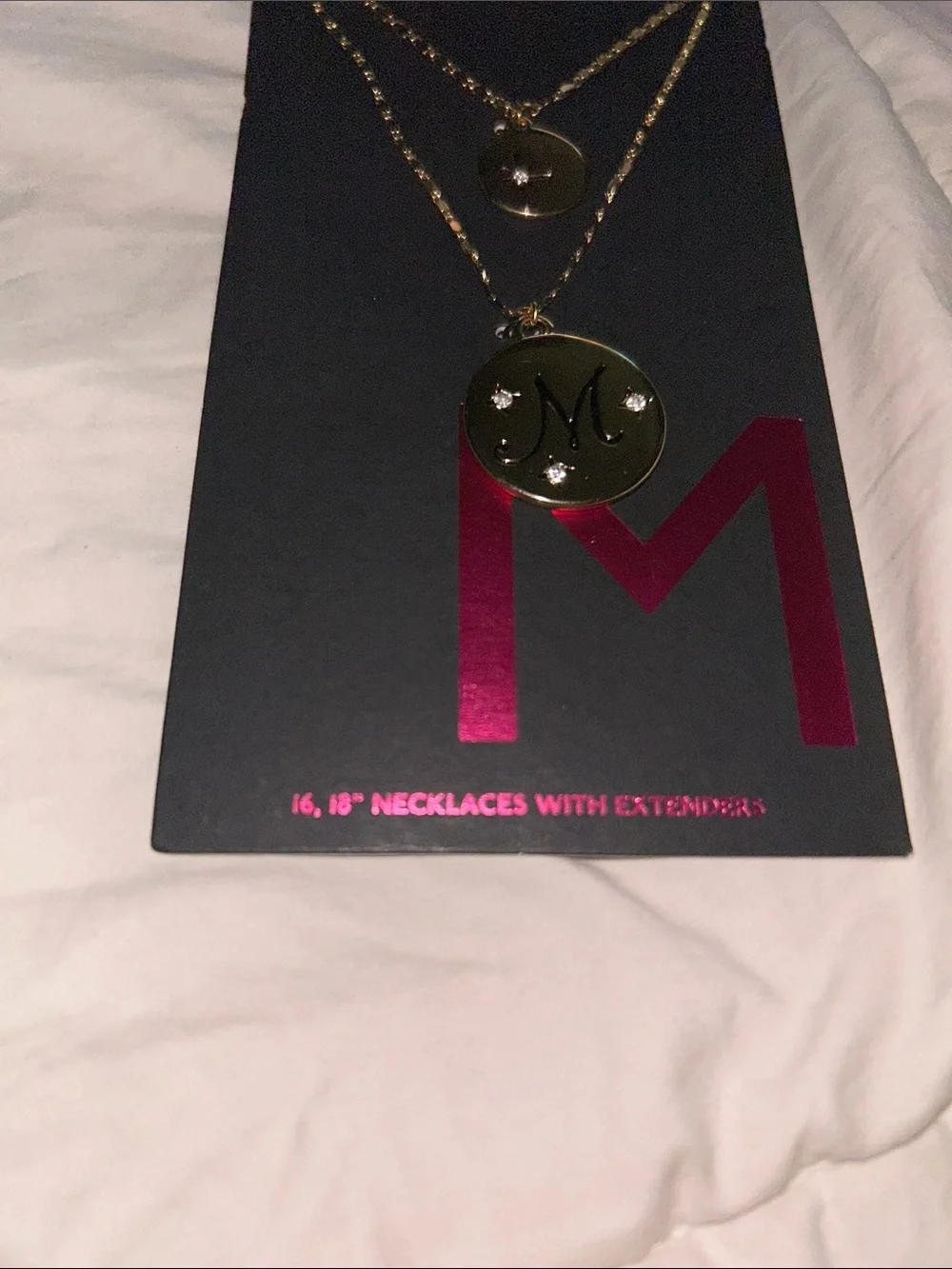 No Boundaries Gold Tone Layered Necklace Set, “M” Initial, NWT